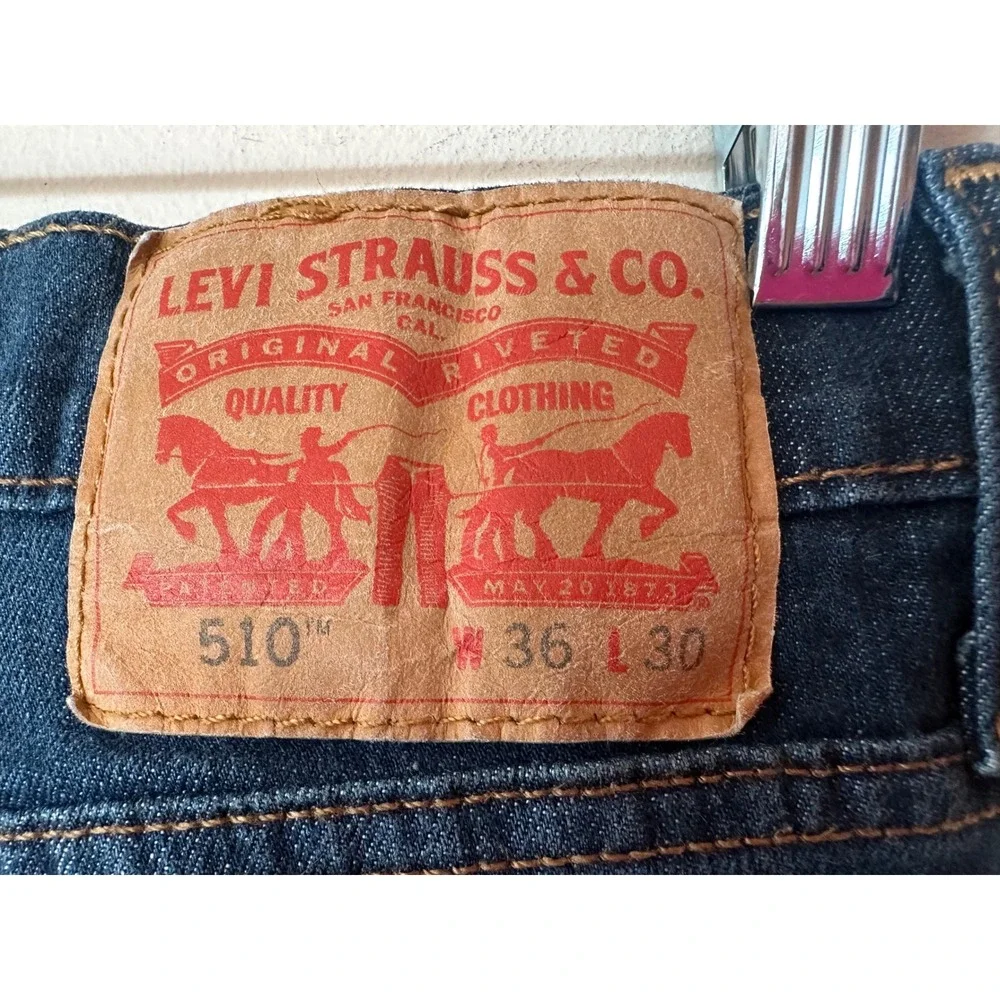 Levis 510 Skinny Fit Jeans Mens 36x30 Medium Wash Blue Denim Pants